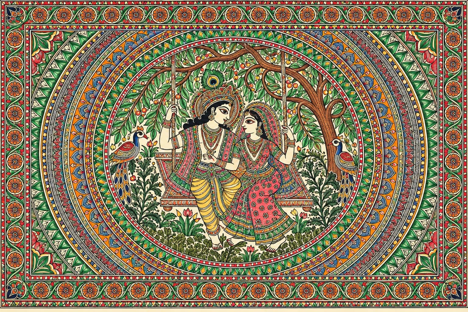 Radha and Krishna on a Swing